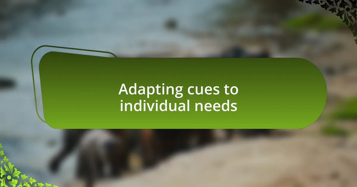 Adapting cues to individual needs