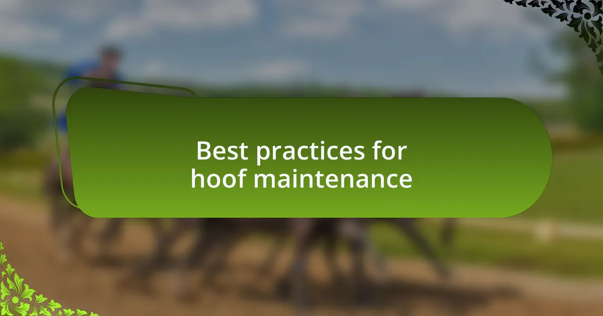 Best practices for hoof maintenance