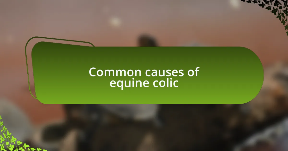 Common causes of equine colic
