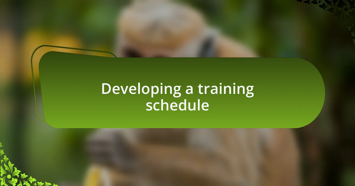 Developing a training schedule