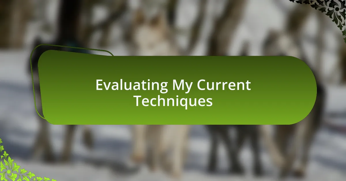 Evaluating My Current Techniques