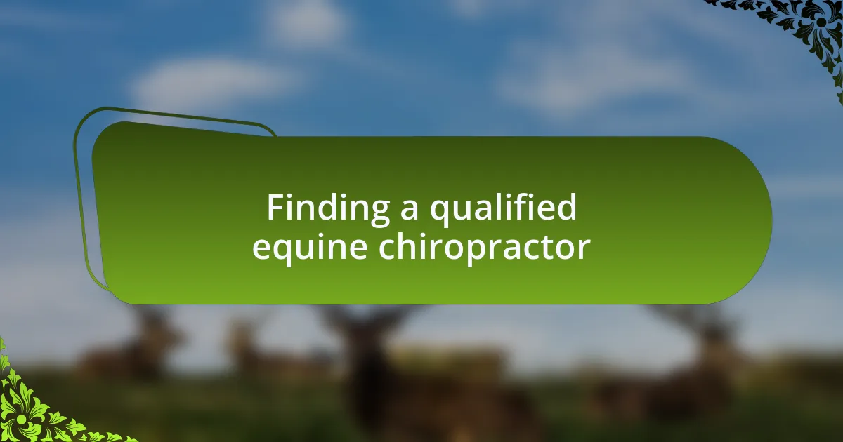 Finding a qualified equine chiropractor