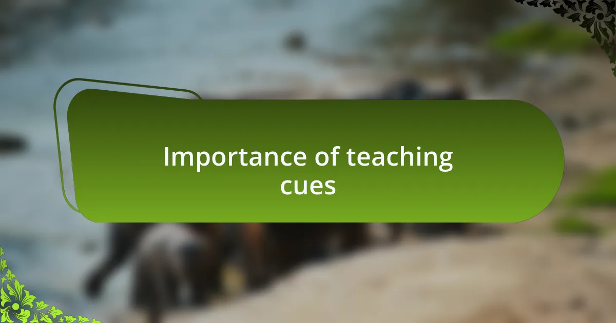 Importance of teaching cues