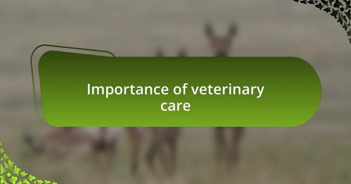 Importance of veterinary care