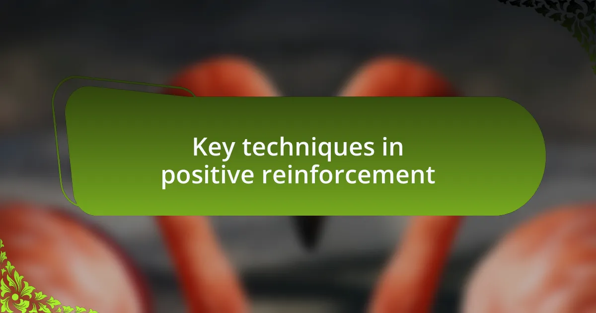 Key techniques in positive reinforcement
