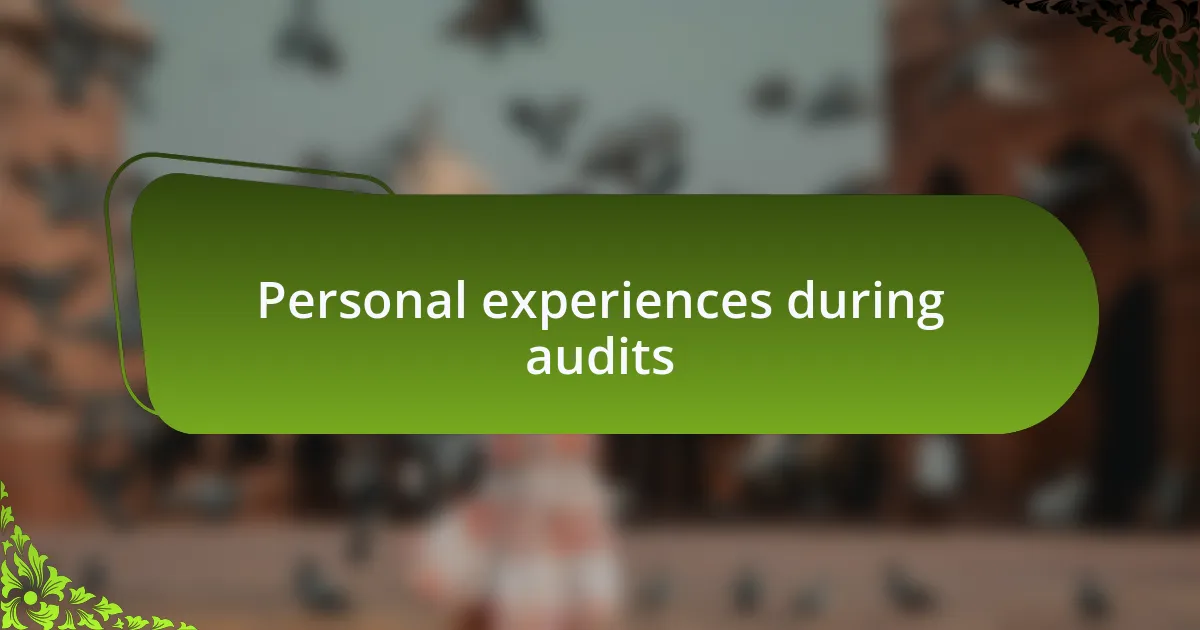Personal experiences during audits