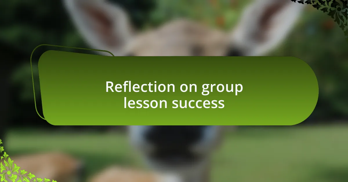 Reflection on group lesson success