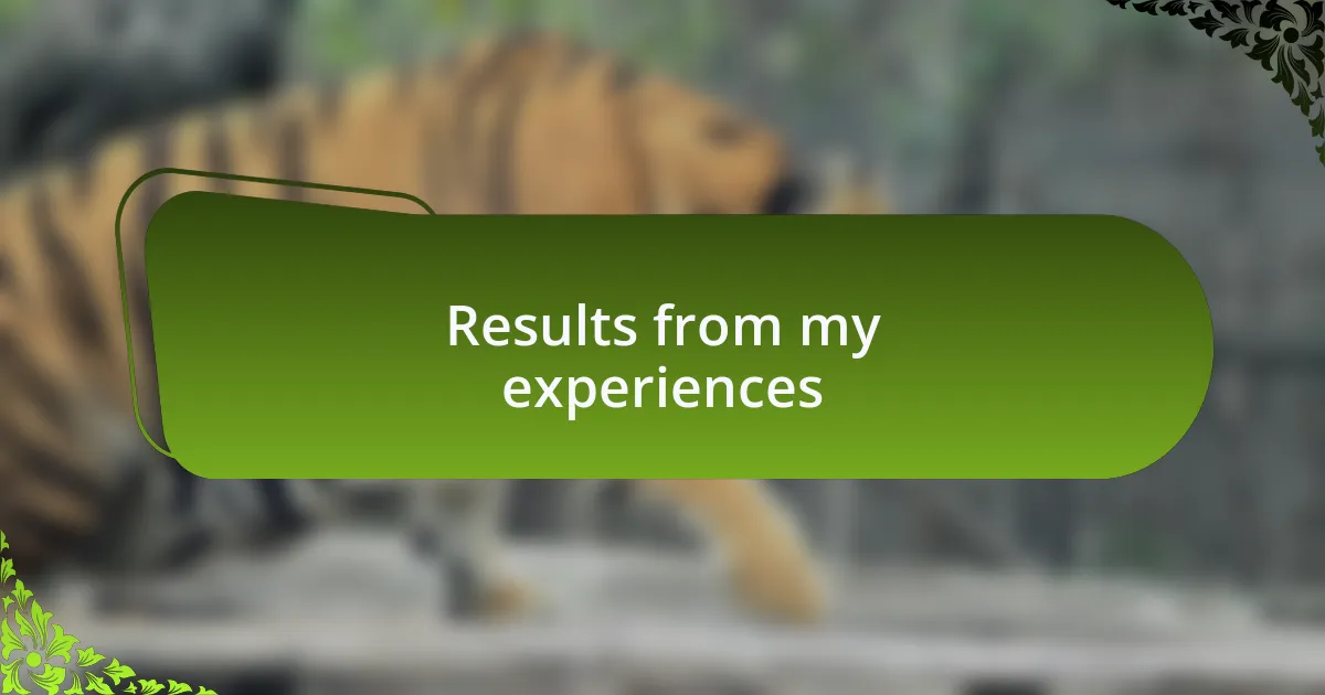 Results from my experiences
