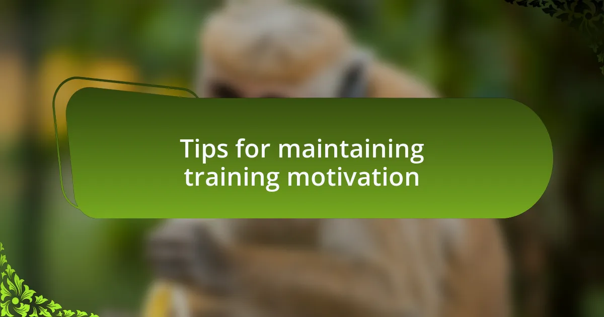 Tips for maintaining training motivation