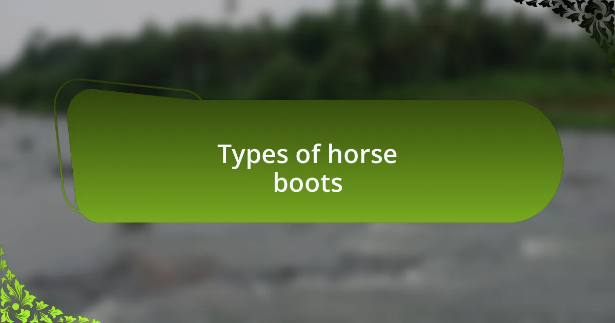 Types of horse boots