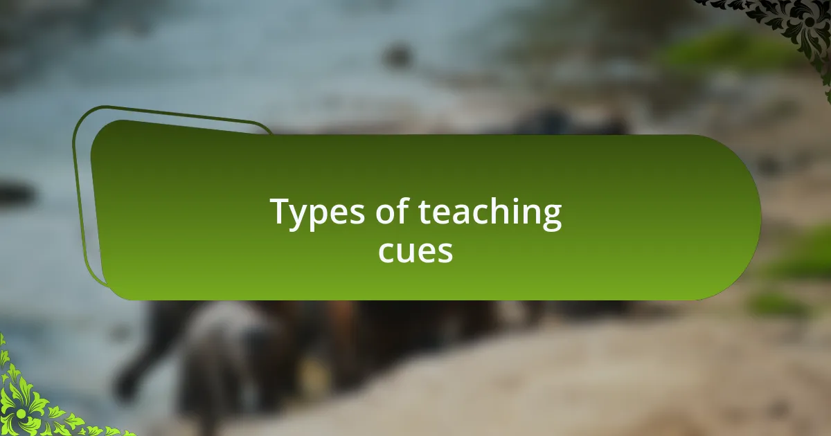 Types of teaching cues