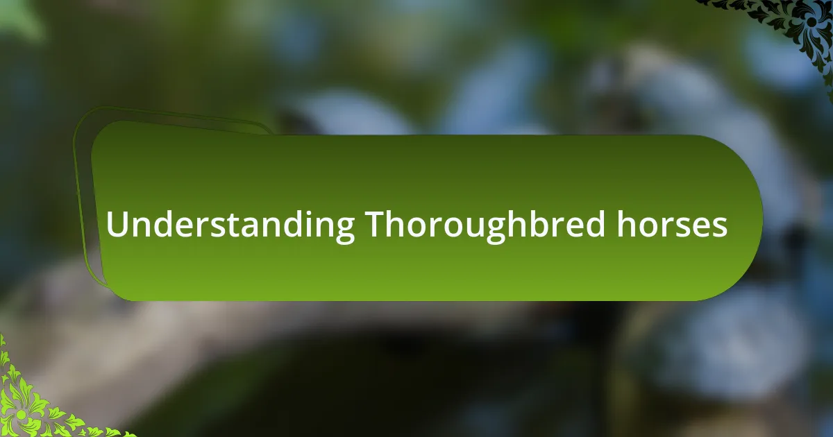 Understanding Thoroughbred horses