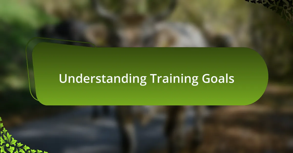 Understanding Training Goals