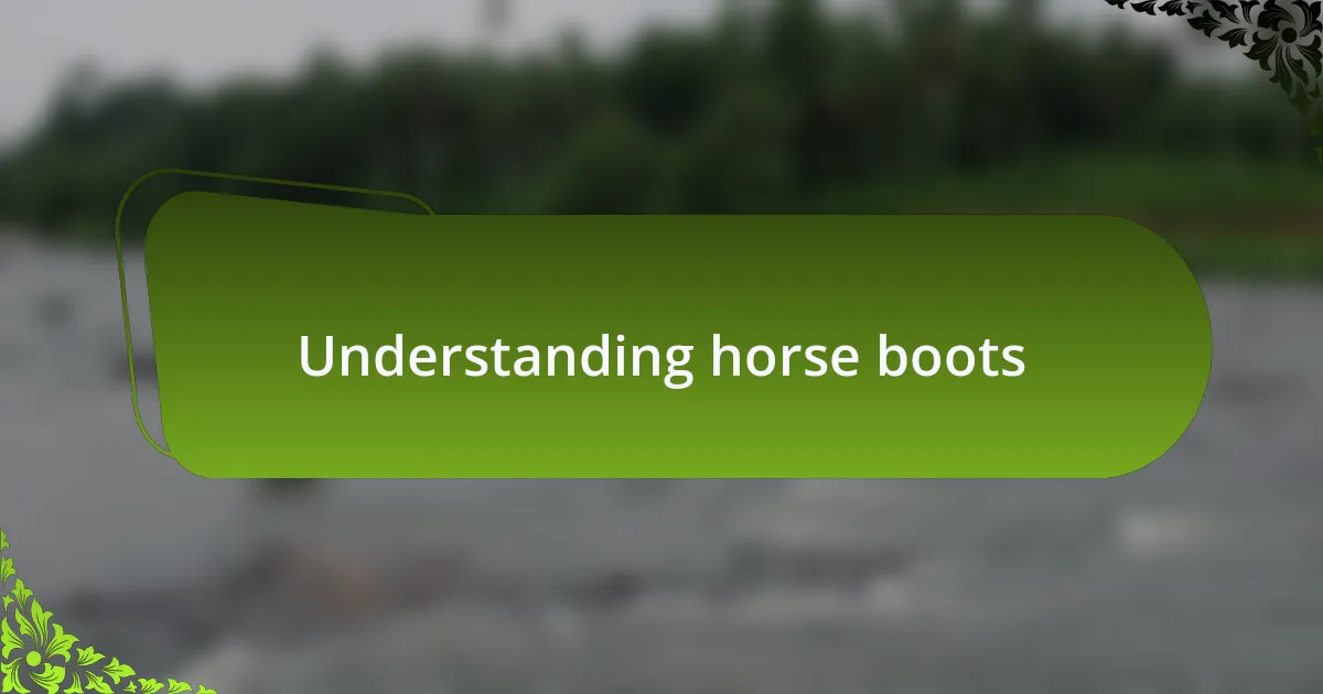 Understanding horse boots
