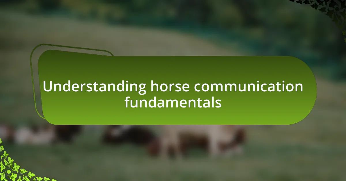 Understanding horse communication fundamentals