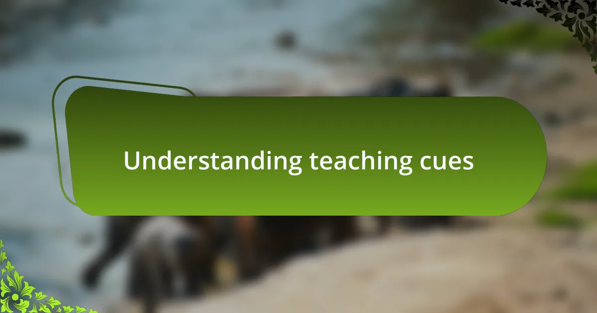 Understanding teaching cues